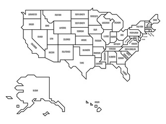 Usa map states line design high detailed Vector Image