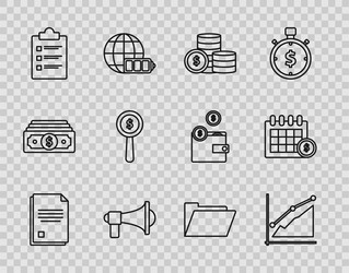 Set line file document pie chart infographic vector