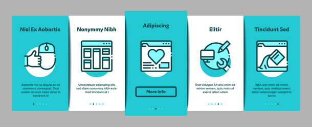 Web design development onboarding elements icons vector