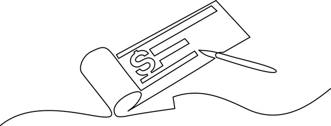 Checkbook Drawing Blank bank check checkbook cheque for dollars Vector Image