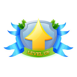 game level up badge and win icon ui bonus vector image
