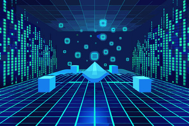 high tech digital matrix with glowing binary code vector image