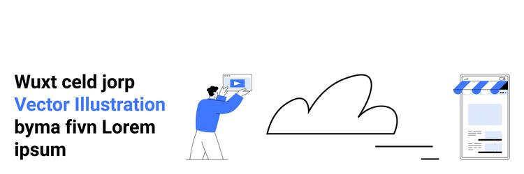 man uploading video to cloud storage with online vector image