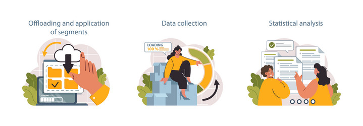 predictive analytics set process of using data vector image
