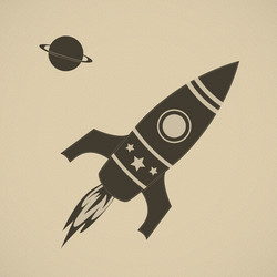 Retro Rocket in Space vector image