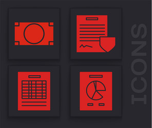 set document with graph chart stacks paper money vector image
