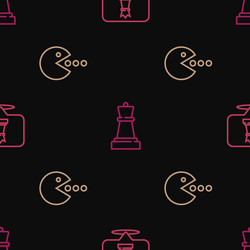 set line chess pacman with eat and on seamless vector image