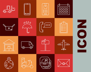 set line envelope mobile phone with app tracking vector image