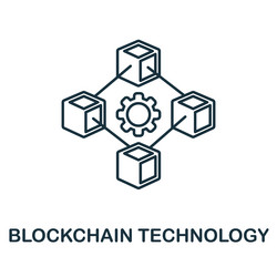 Blockchain technology line icon monochrome simple vector