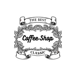coffee shop classic with vintage ribbon silhouette Vector Image