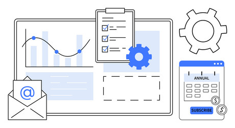 data analysis and task management with charts vector image