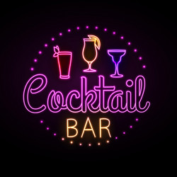 Neon Cocktail Sign Vector Image