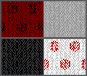 seamless patterns set swirl geometry hexagons vector image