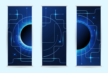 set vertical abstract techno roll up glowing vector image