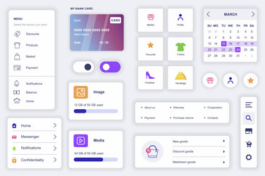 user interface elements set for shopping mobile vector image