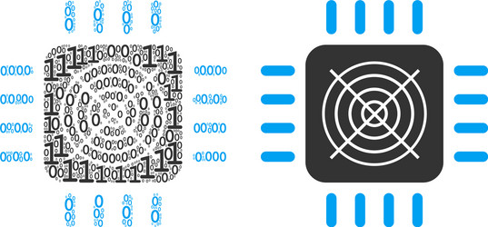 asic processor mosaic of binary digits vector image