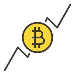 bitcoin rising graph blockchain technology vector image