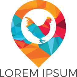 chicken and map pointer logo design vector image