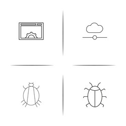 Internet security simple linear icons set vector