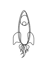 abstract rocket as continuous line drawing vector image