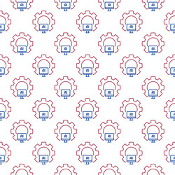 artificial intelligence computer inside cog wheel vector image