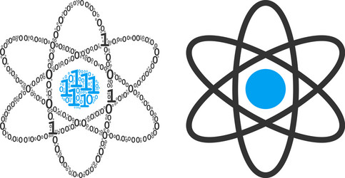 atom collage of binary digits vector