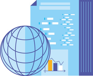 document with statistical and sphere browser vector image