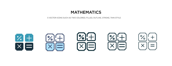 mathematics icon in different style two colored vector image