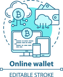 Online wallet blue concept icon electronic vector