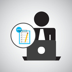 silhouette programmer working laptop www checklist vector image