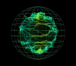 sphere from particles wave nodes 3d sea flow vector image