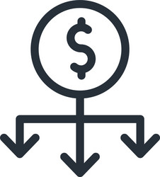 coin with down arrows line style icon vector image