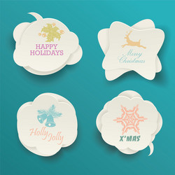 cute christmas labels or stickers with holiday vector