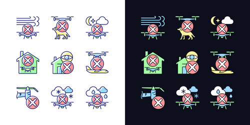 drone restrictions light and dark theme rgb color vector image