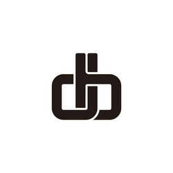 Letter db linked overlap 3d flat logo Royalty Free Vector
