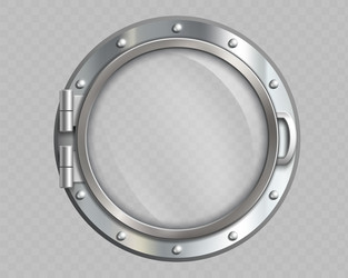 metal round porthole with glass window vector