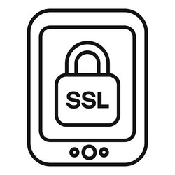 tablet ssl certificate icon outline secure vector image