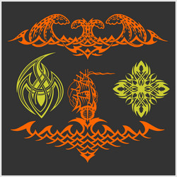 tattoo set in tribal style on dark background Vector Image