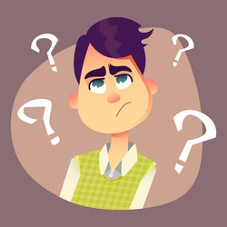 Thinking Man with Question Marks vector image