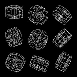 wireframe lined shapes perspective mesh 3d grid vector image