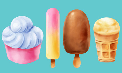 ice cream realistic constructor set of various vector image
