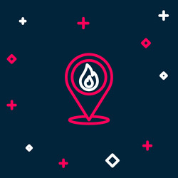 line map pointer with fire flame icon isolated vector image