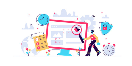 concept application testing debugging vector image