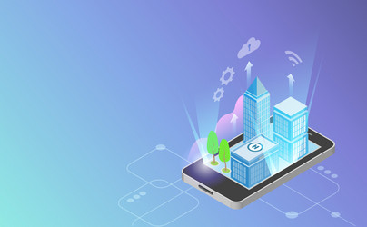 futuristic smart city buildings on virtual vector