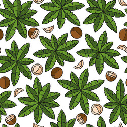 Seamless pattern with palm trees and coconuts vector