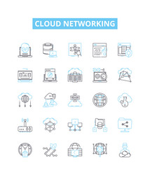cloud networking line icons set vector image