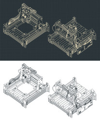 Cnc milling machine blueprints Royalty Free Vector Image