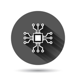 computer chip icon in flat style circuit board vector image