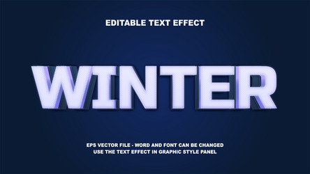 editable text effect winter 3d template vector image