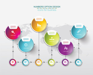 Timeline infographic template with world map vector